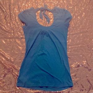 Blue t-shirt with open back (medium)